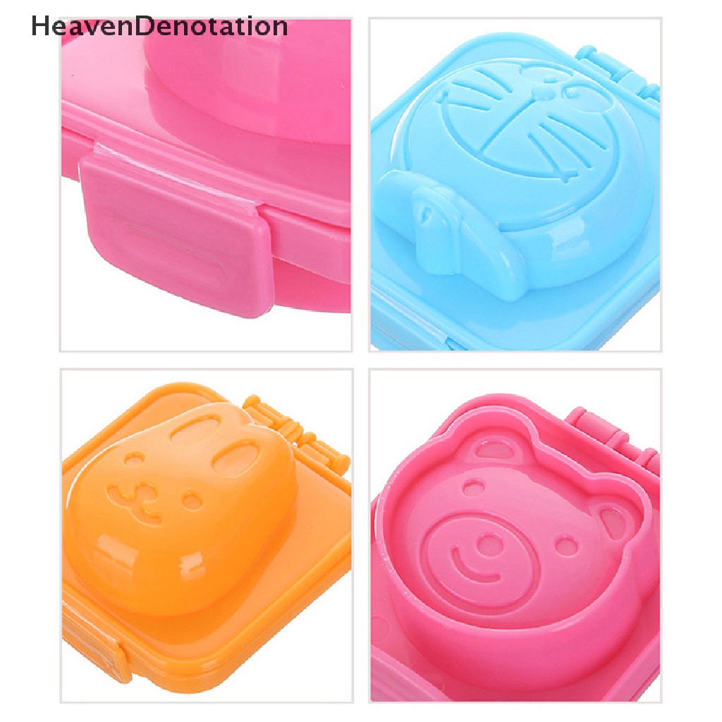 [HeavenDenotation] Cetakan Telur Lucu Kartun Bayi Rice Ball Mold 3D Egg Ring Bento Aksesoris Kelinci Beruang Ikan Telur Decorag Alat Dapur Gadget HDV