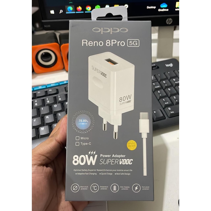 TC Travel Charger OPPO RENO 5 PRO 80W suport VOOC dan FAST