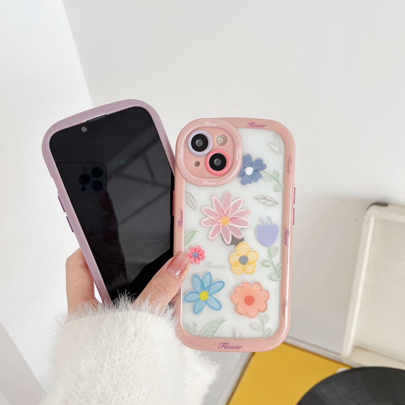 Daisy Flower Puff Case iPhone 11 12 13 14 Pro Max 14 Plus Women's Cute Pink Purple Sunflower Pretty Friends Gifts Soft Casing Cover