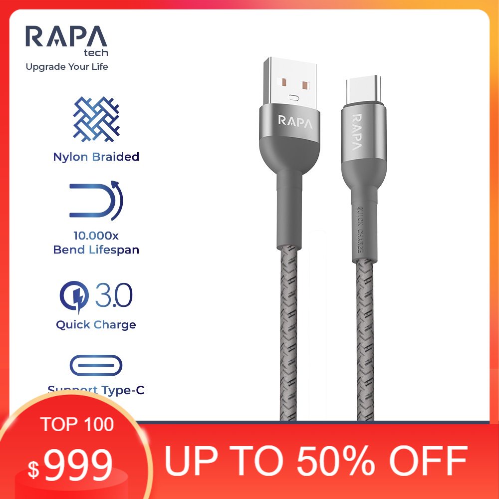 RAPAtech LINE I ORIGINAL KBEL DATA TYPE C FAST CHARGING 3A 100cm MULTI POWER CABLE [DC1011]