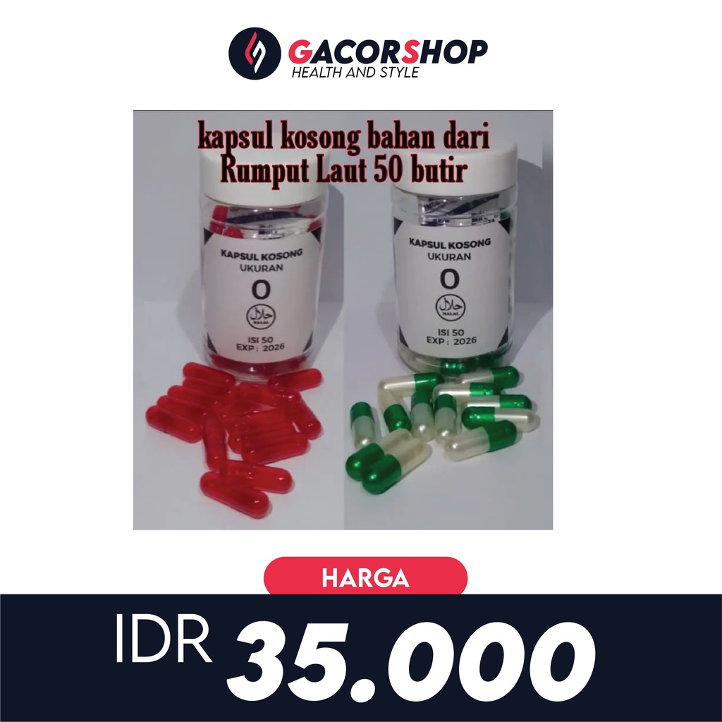 cangkang kapsul rumput laut / kapsul kosong rumput laut ukuran 0 halal vegetarian isi 50 kapsul