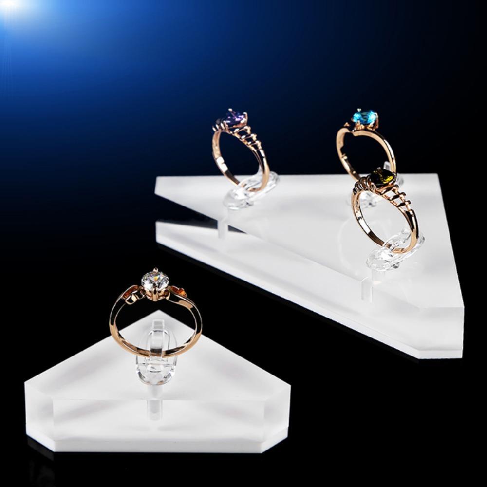 [Elegan] Kemasan Perhiasan Peserta Pameran Sederhana Berdiri Untuk Cincin Transparan Organizer Tray Rak Display Cincin Akrilik