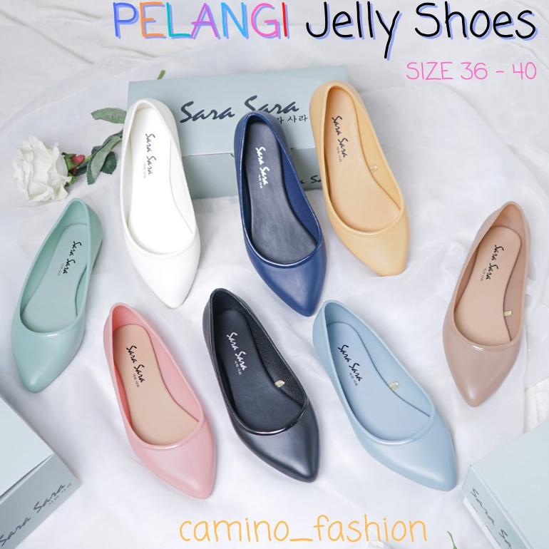Stok Terbatas Sara Sara PELANGI Sepatu jelly wanita sepatu kerja wanita flat shoes jelly sepatu empu