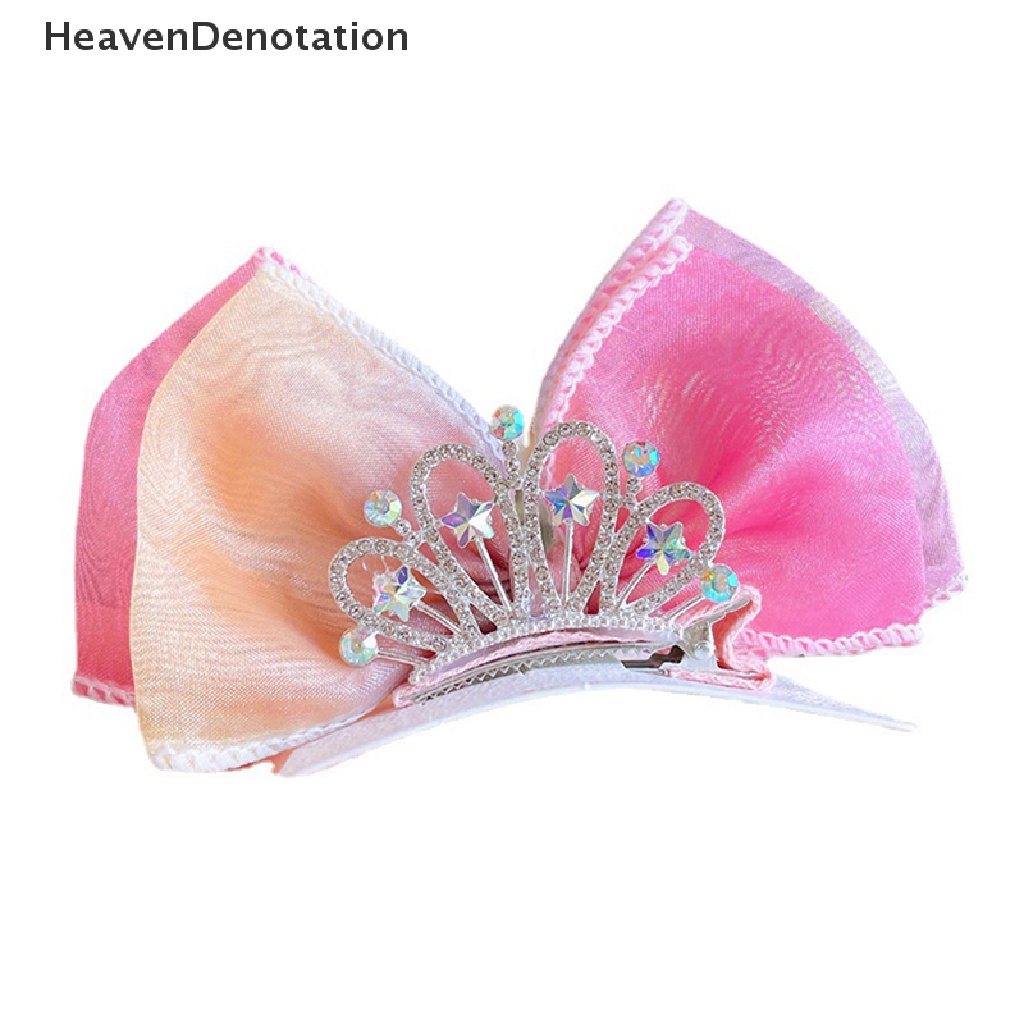 [HeavenDenotation] 1pc Pastel Rain Hair Bows Gradient Color Princess Crown Barrette Rambut Klip HDV