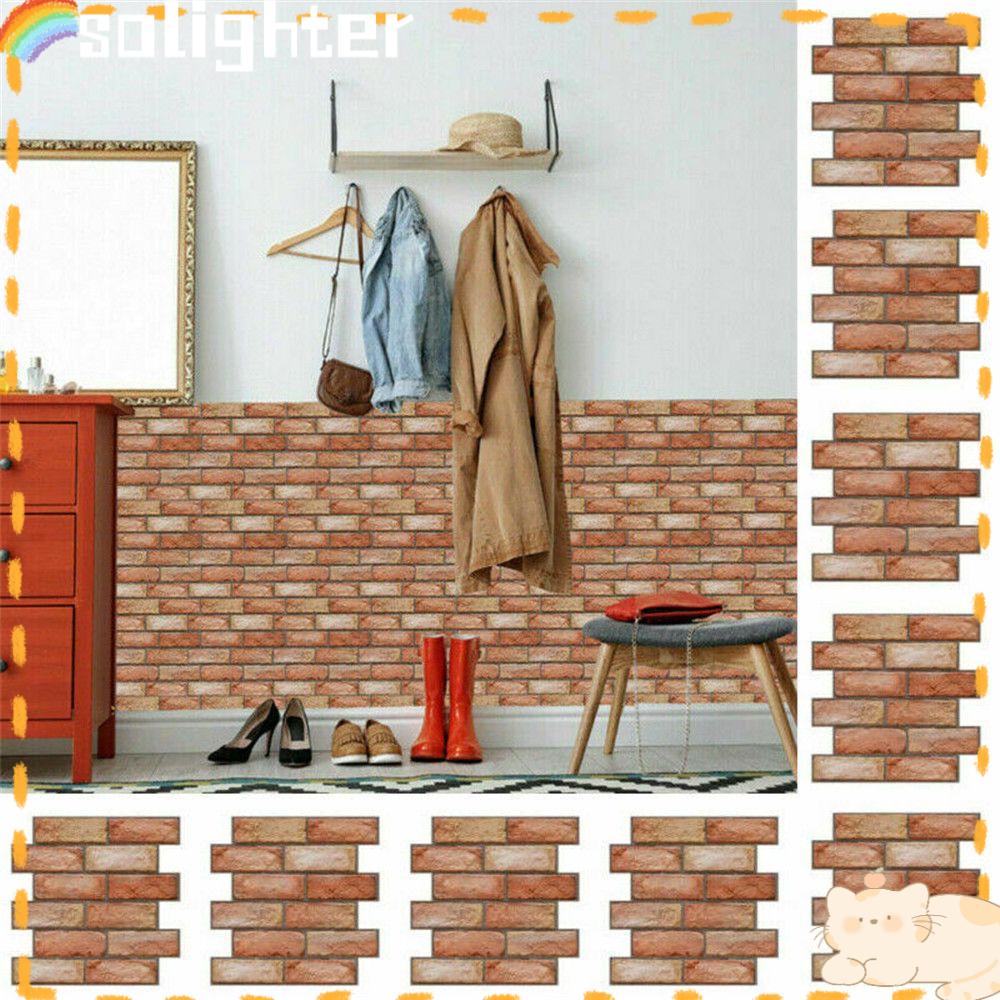 Solighter 10PCS Wall Paper Rustic Dekorasi Rumah PVC Panel Hias Paster