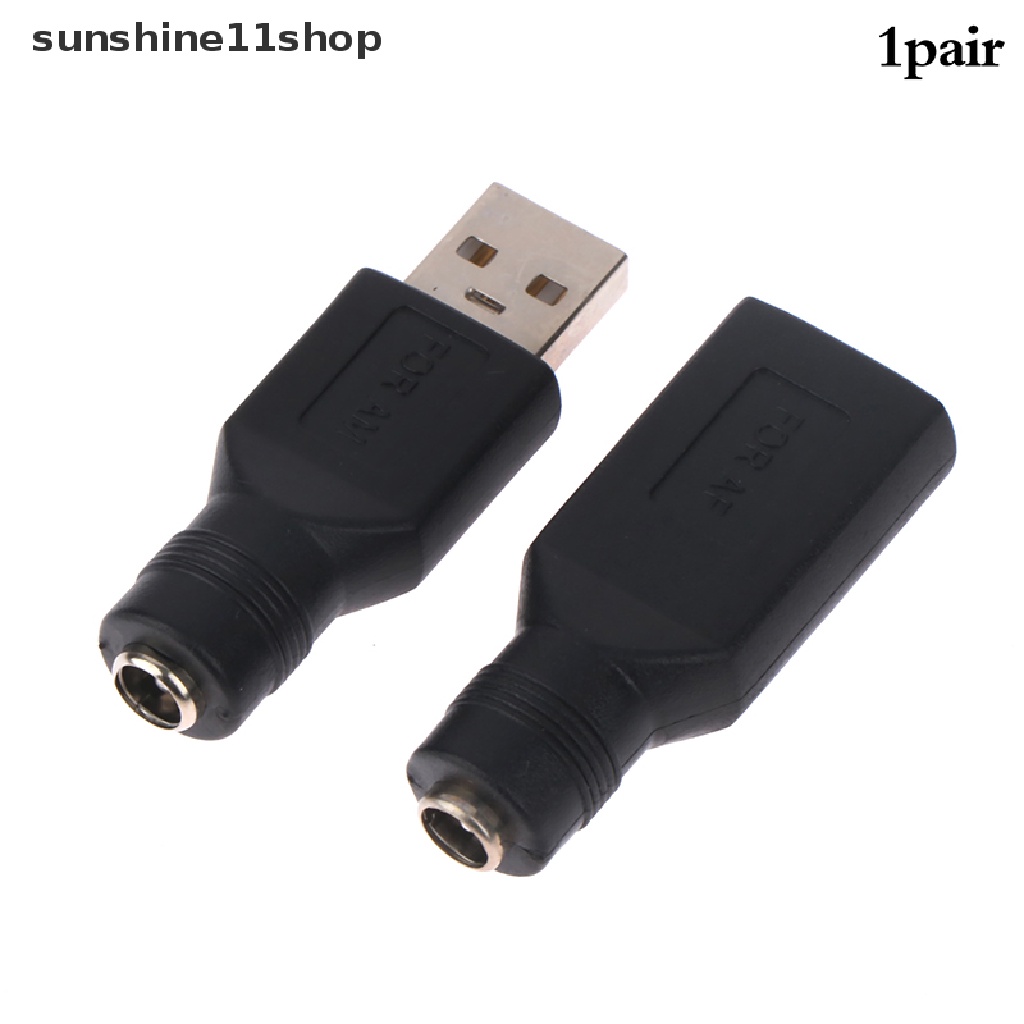 Sho 1pasang 5.5 * 2.1MM USB Male To DC5.5 Female USB Female Ke DC5.5 Female 5 V Adapter N