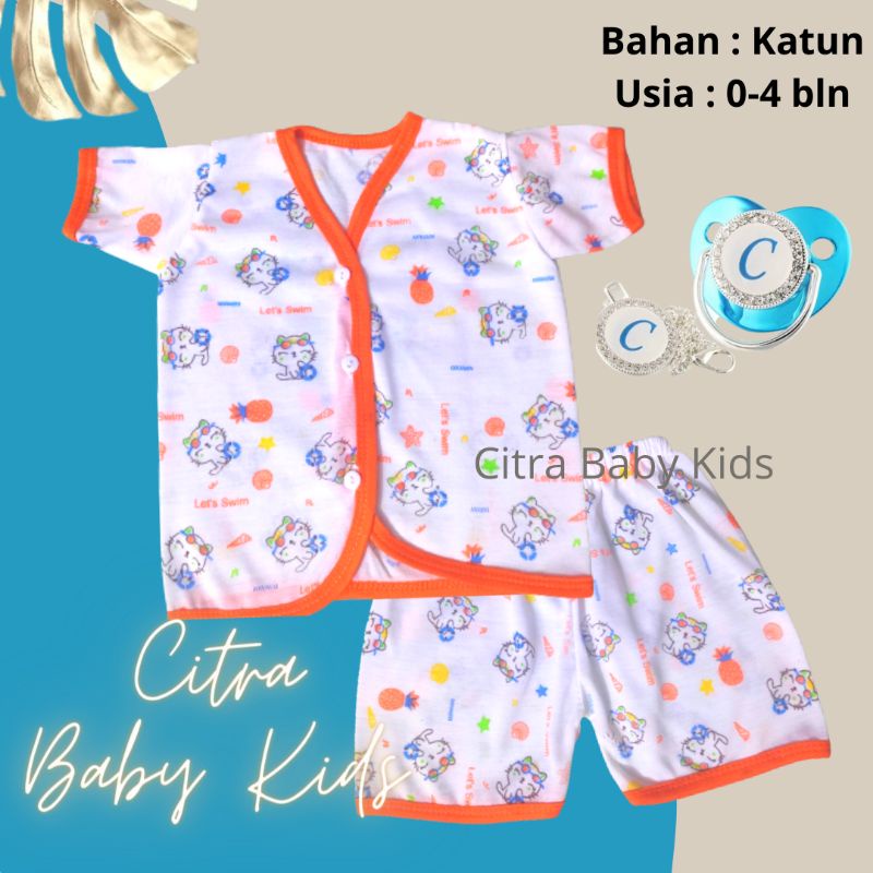 Setelan Bayi Lengan Pendek Baju Bayi Baru Lahir Tangan Pendek Set Baby Newborn SETELAN PENDEK KTTY