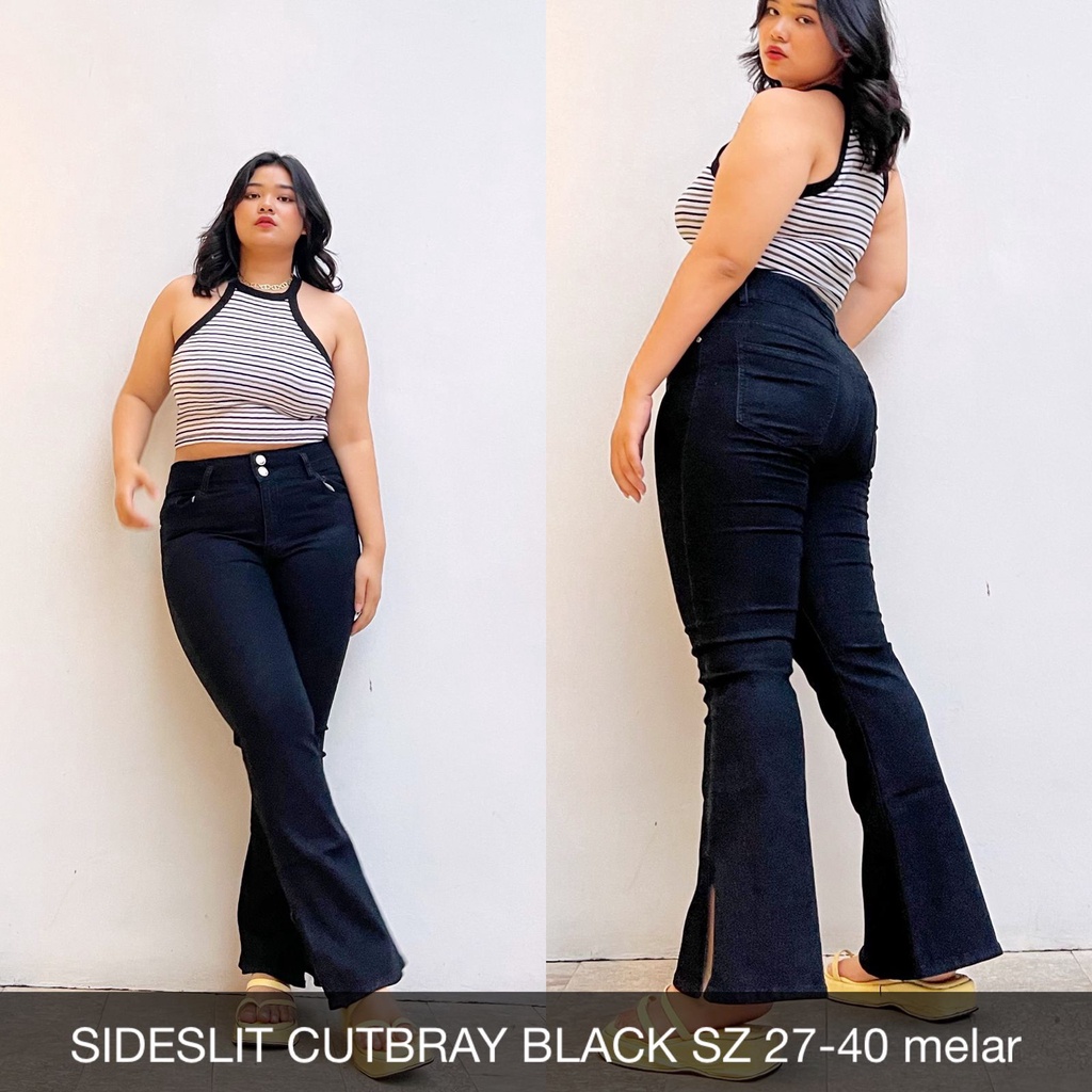 CELANA JEANS WANITA  UKURAN NORMAL &amp; JUMBO SIDESLIT CUTBRAY SERIES-SYSCLOTHIER