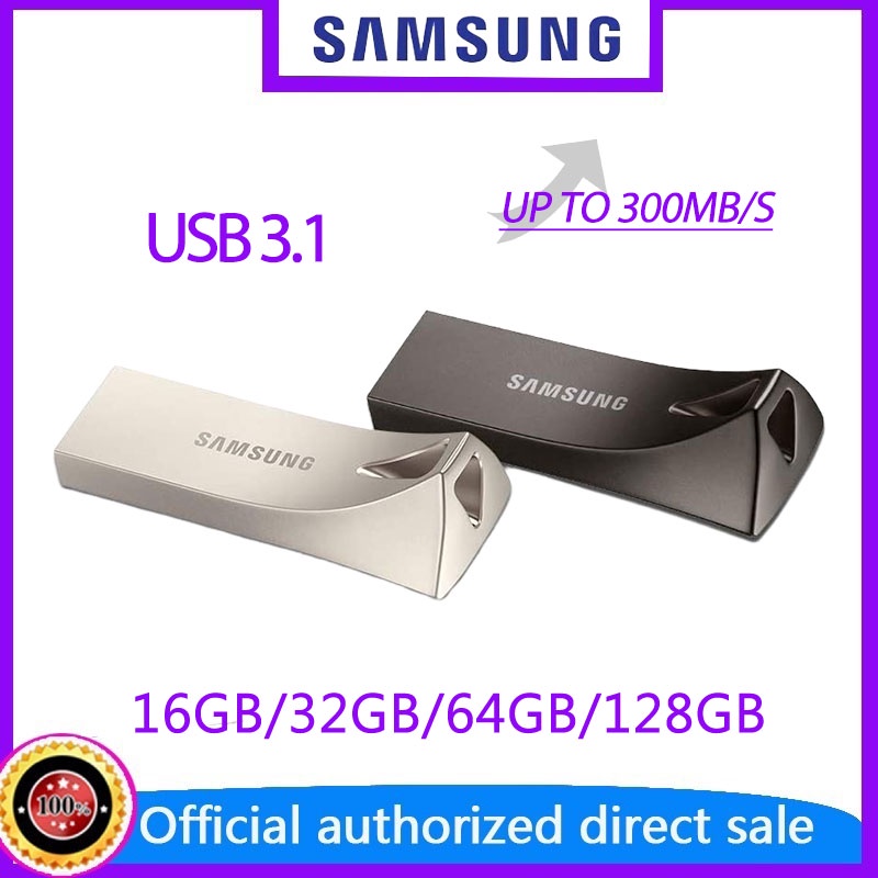Samsung USB Flash Drive 400MB/s Metal Pen Drive Flashdisk Samsung Flash Drive BAR Plus 16GB/32GB/64GB/128GB Metal Mini Pen Drive Pendrive Memory Stick Storage MINI Samsung Metal U Disk USB 3.1 High Speed Reading Memory Stick