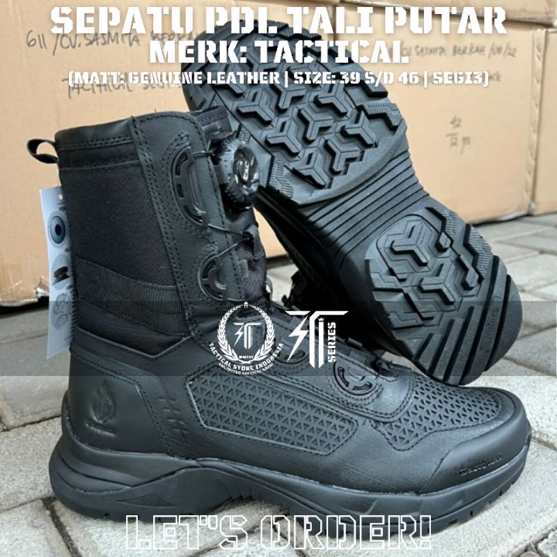 Sepatu PDL Tali Putar Merk Tactical / Tacthical - Libra / Jaring / Segi 3