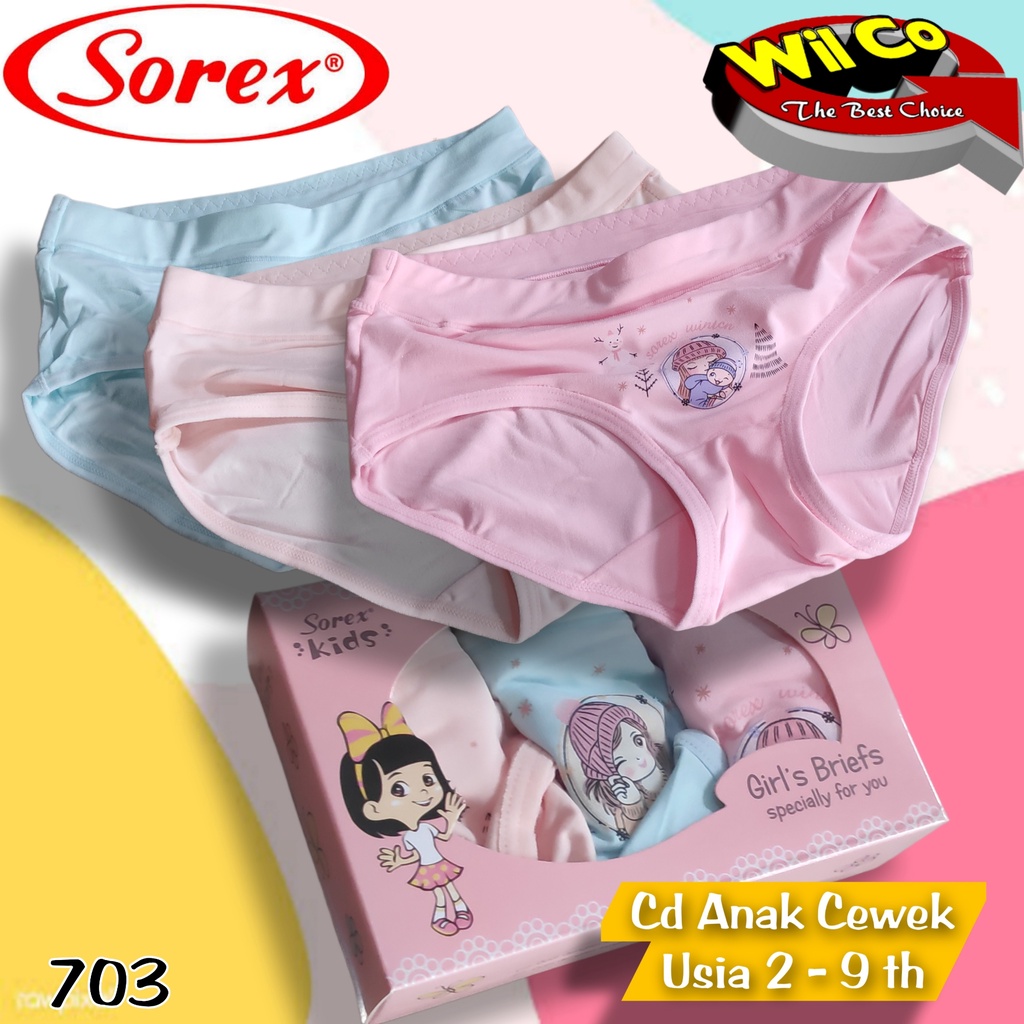 K703 - SOREX CELANA DALAM ANAK PEREMPUAN USIA 2-9 TH SIZE M - XL HARGA PER 1 PCS