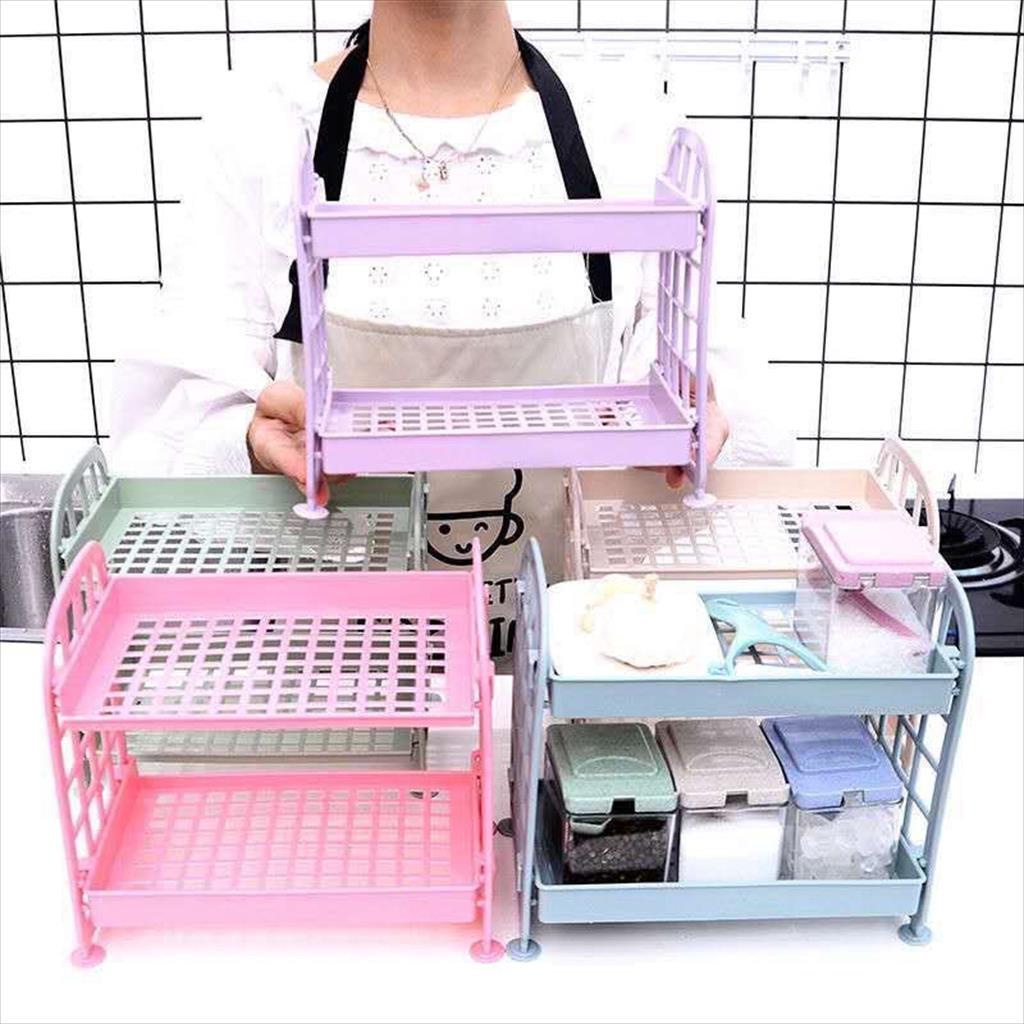YA 978. Rak Susun Plastik Mini 2 Tingkat Serbaguna Rak Susun Meja Portable Plastik Multifungsi