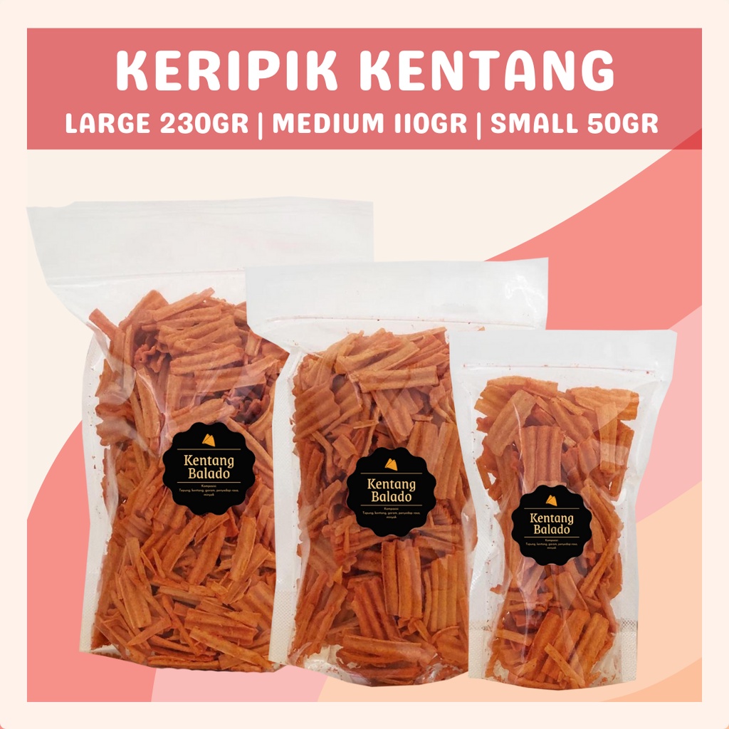 [DELISH SNACKS] Keripik Kentang Balado (Grosir) 500gr / Snack Cemilan Kilo Kiloan / Camilan Pedas