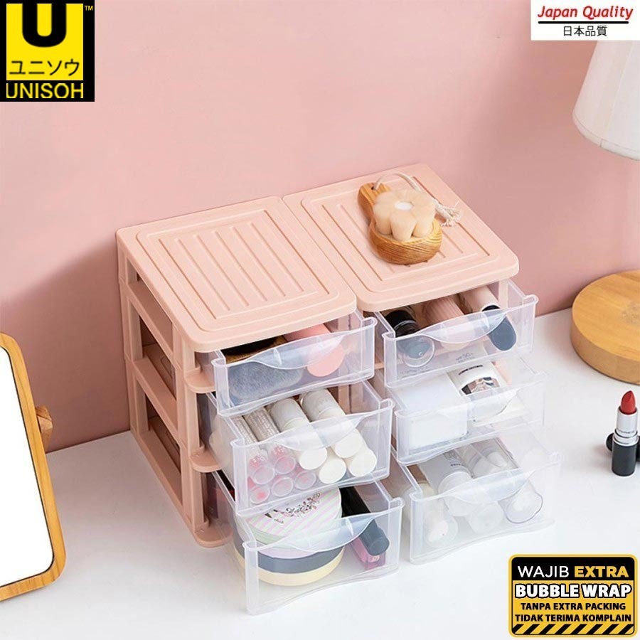 UNISOH Rak Laci Susun Mini Rak Kosmetik Susun Rak Serbaguna