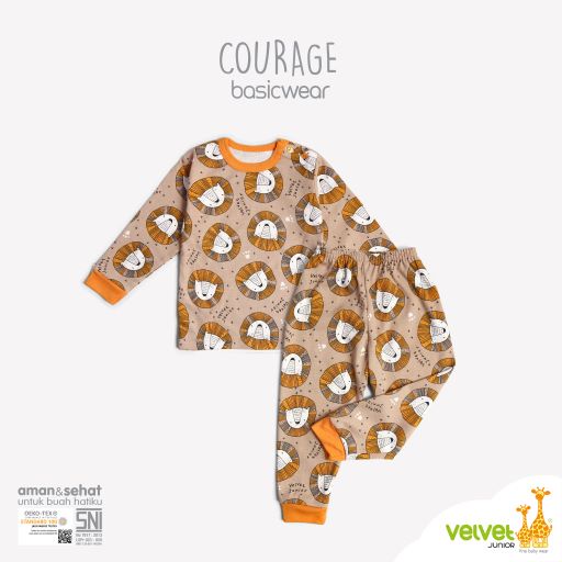 Velvet Junior Setelan Baju Anak Kancing Pundak Panjang Celana Panjang - BasicWear Courage Series