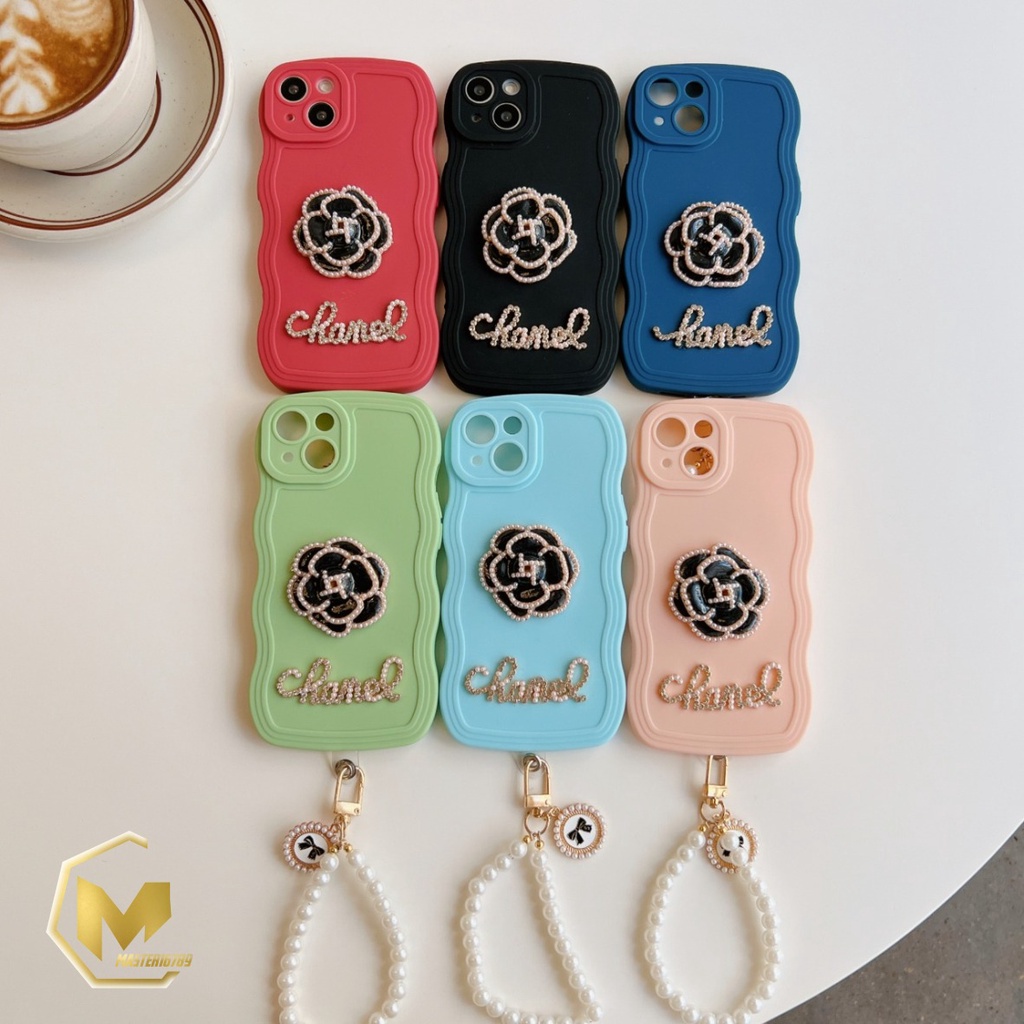 GC13 SOFTCASE WAVY FLOWER 3D LANYARD FOR IPHONE 6 6+ 7 8 SE 2020 7+ 8+ X XS XR XS MAX 11 12 13 14 PRO MAX PLUS MA4003