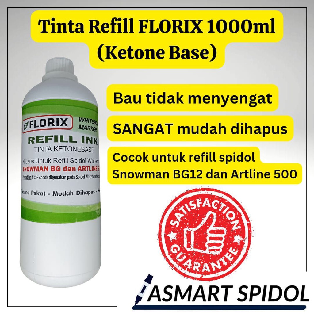 

Tinta Spidol Whiteboard FLORIX 1000ML Ketone Base Cocok Untuk Snowman dan Artline