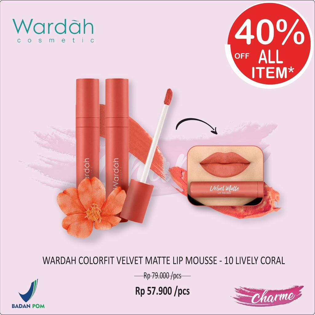 (READY &amp; ORI) Wardah Colorfit Velvet Matte Lip Mousse Lipstik BPOM