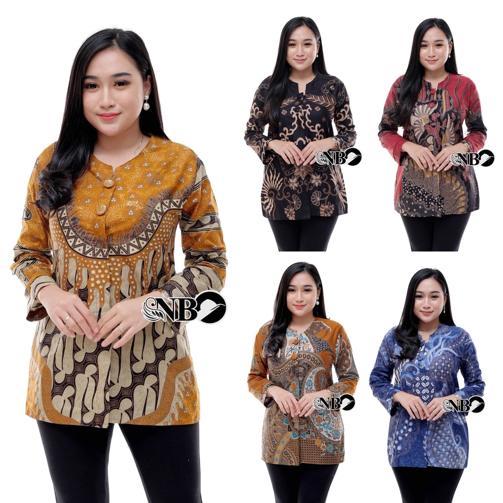 Baju Batik Wanita Modern Atasan Blouse Batik Kerja Kantor Wanita