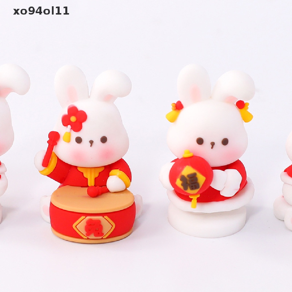 Xo Hiasan Kue Imlek Baking Cake Kelinci Tahun Boneka Ornamen Drum Lentera Topper Kue Tahun Baru Meriah Insert OL