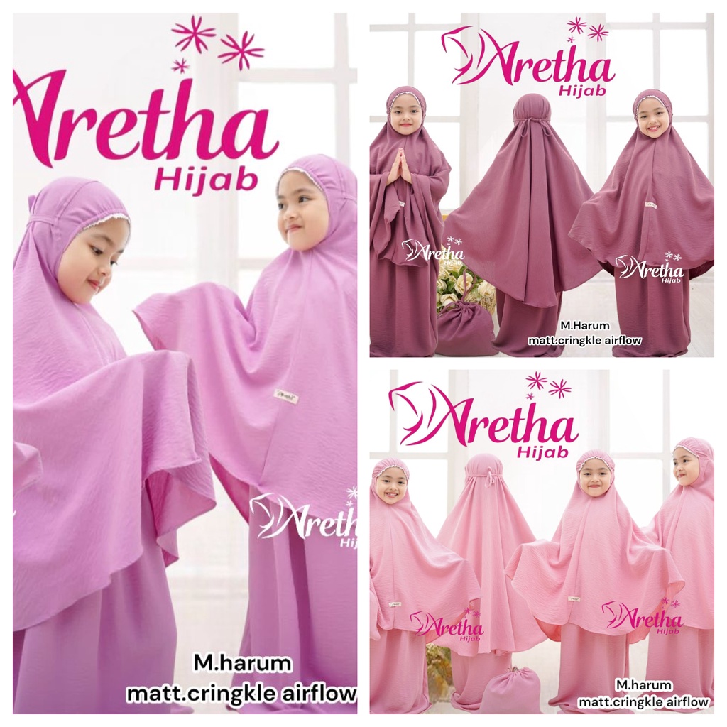 MUKENA ANAK CRINKLE HARUM / MUKENA HARUM / MUKENA CRINGKLE CRINGKEL ORI ARETHA HIJAB