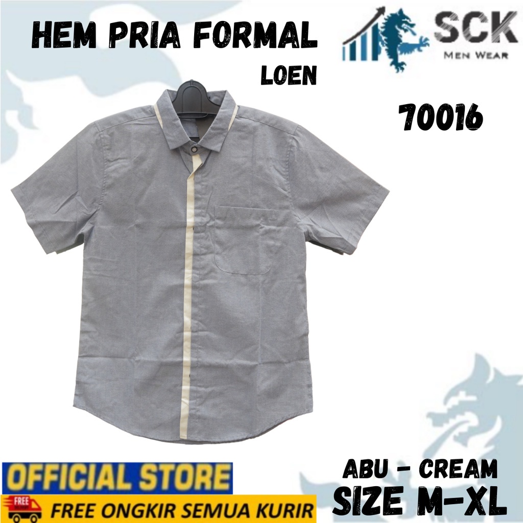 Kemeja Lengan PENDEK LOEN 70016 Pria ABG Remaja / Hem Kerja Kantor / Pakaian Formal Cowok - sckmenwear GROSIR