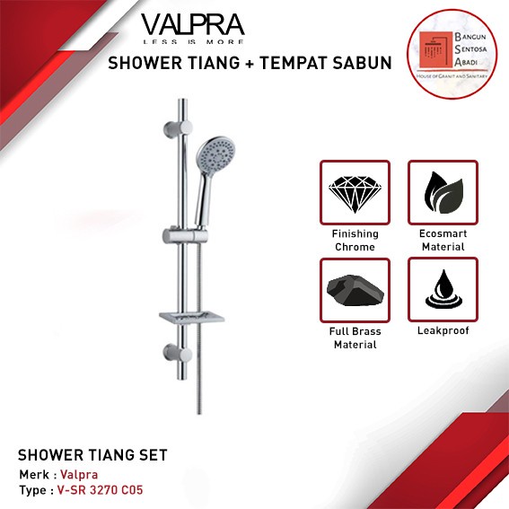 Terlaris Shower Tiang Valpra + Hand Shower Set / Shower Mandi Tempat Sabun