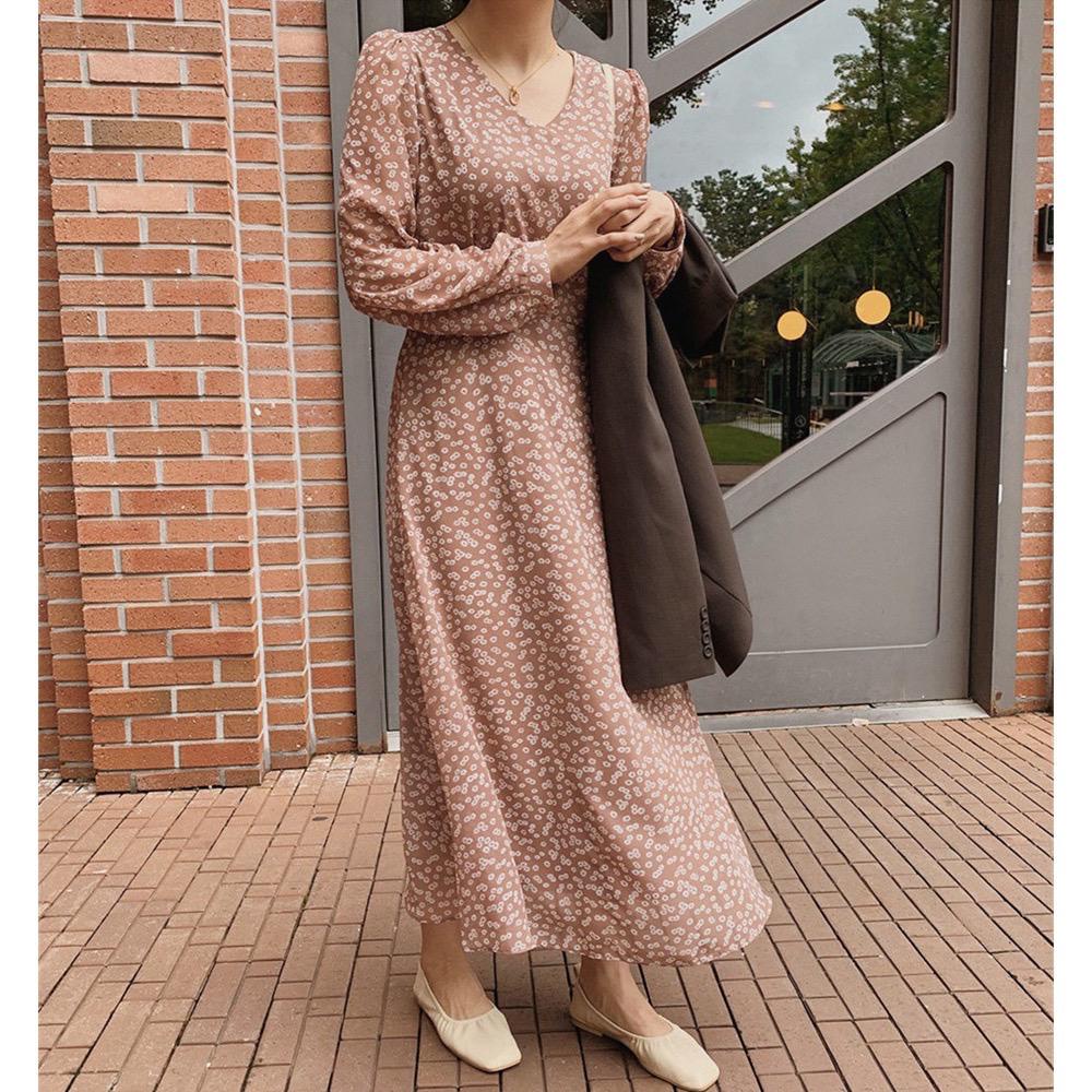 BEFAST - ZFS OOTD DRES IVANA / ISEUL SHAKILA PATTERN DRESS / Dress Maxy Leher V-neck / Pakaian Wanita Modis / LongDress Ala Style Wanita Korean / Fashion Kekinian Remaja ABG Trendy / Dress Lengan panjang Formal / Outfit Kondanga/Pesta Wanita