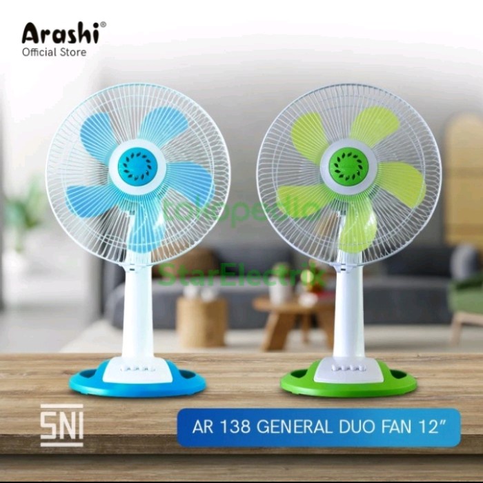 ARASHI Kipas Angin Meja 2 Fungsi 12 Inch General Duo - Garansi 1 Tahun