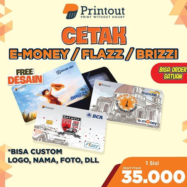 Baru CUSTOM EMONEY MANDIRI / FLAZZ BCA /BRIZZI/ ETOLL CUSTOM ID CARD EMONEY DESAIN 1 & 2 MUKA Ramaya
