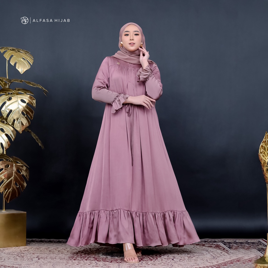 ATHALIA DRESS - Gamis Bahan Credenza Silk ORI By Alfasa Hijab