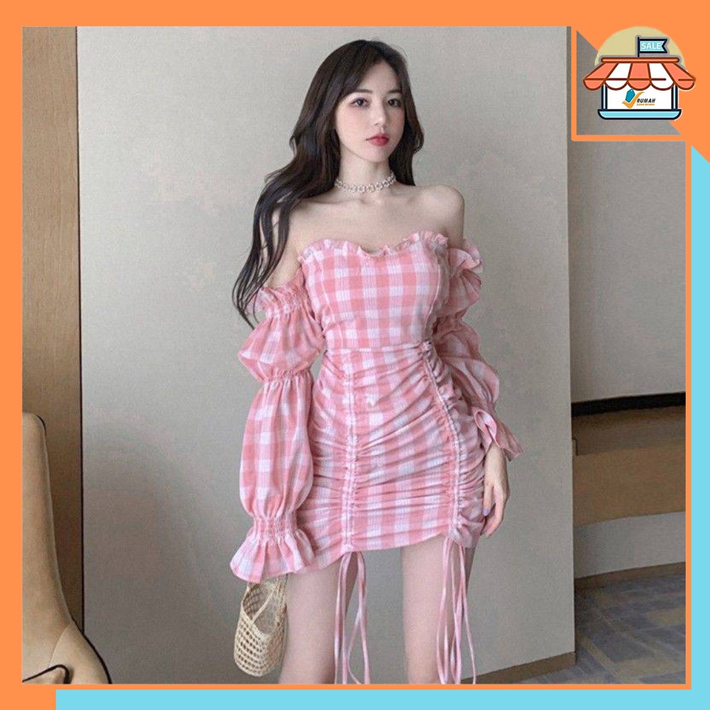 RSB DR355 Dress Mini Sabrina Pakaian Wanita Korean Fashion