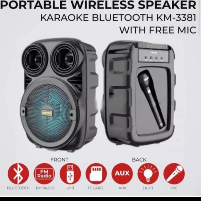 ➦ (COD) Speaker Bluetooth Portable 6.5 inch Kimiso KMS 3381 plus mic - Speaker Karoke kimiso ✧