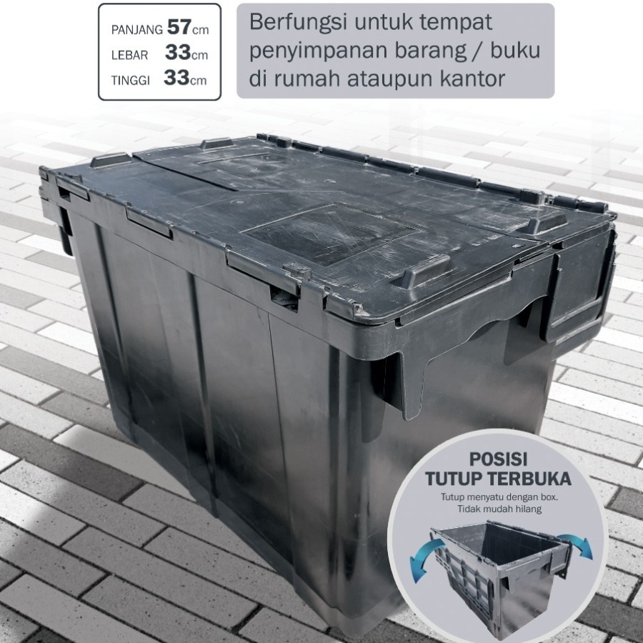 Jual Container Storage Box Kontainer Barang Plastik Hitam Premium Hoya Kotak Penyimpanan 2962