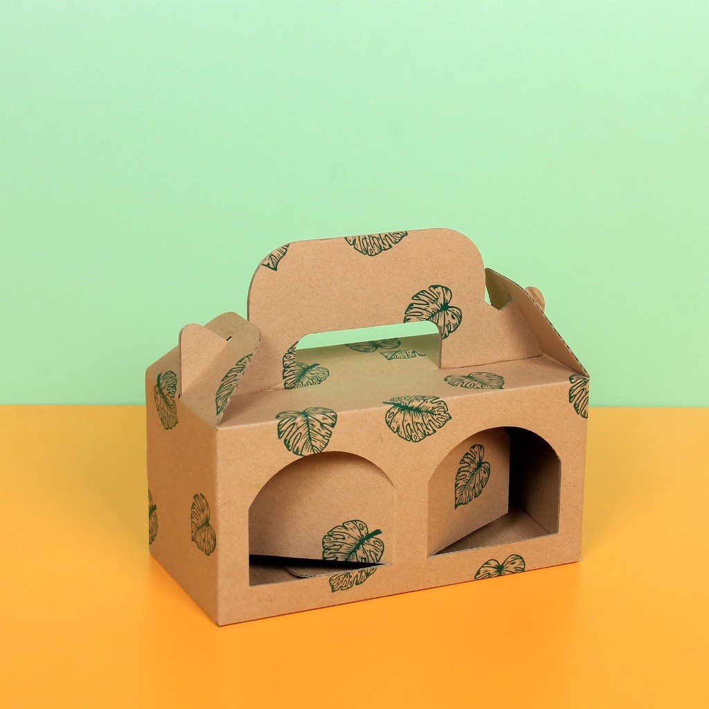 

Kardus Toples Jar 500 ml isi 2 Box Jinjing Kotak Parcel Cookies Lebaran Idul Fitri Motif Coklat Daun