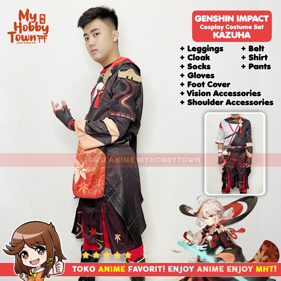 Kostum Cosplay Anime Game Genshin Impact Kaedehara Kazuha