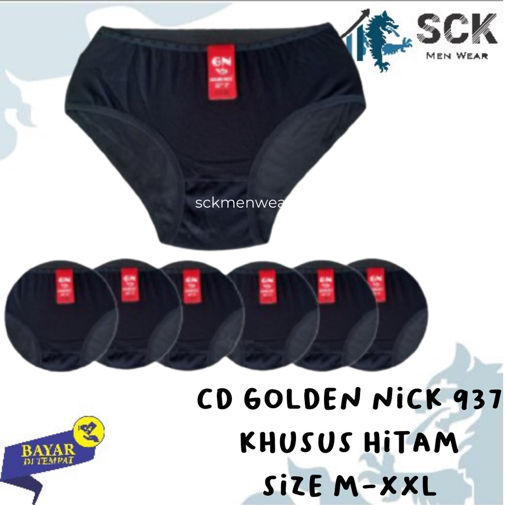 [ISI 3] CD Wanita GOLDEN NICK 937 HITAM Polos / Celana Dalam Ukuran M-XXL  / Pakaian Dalam Cewek - sckmenwear GROSIR
