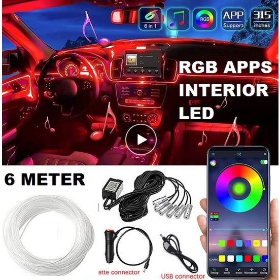 Lampu Interior Mobil Ambience RGB APPS LED Ambient Light Android warna neon laser selang