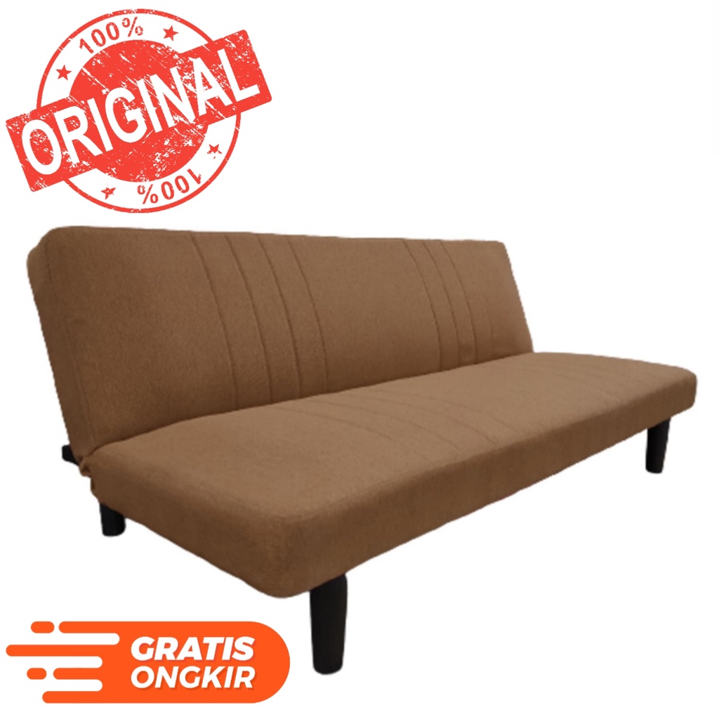 Selma Sofa Tidur Fabric - Cokelat