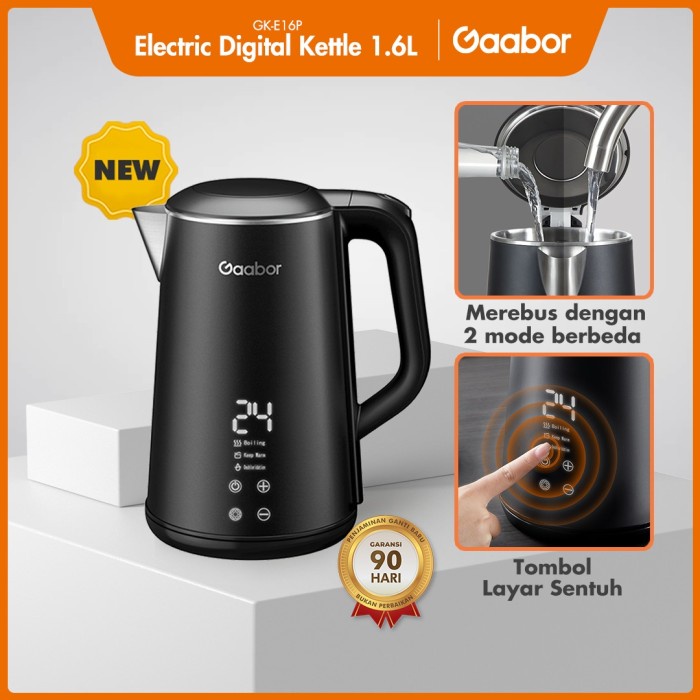 Terlaris Gaabor Kettle Electric Pemanas Air 1.6 L Digital / Gk-E16P