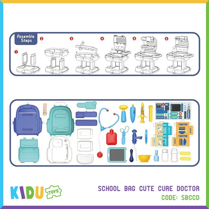Mainan Anak Laki Laki Dokter Medical Tas Sekolah / School Bag Cute Cure Doctor Kidu Toys