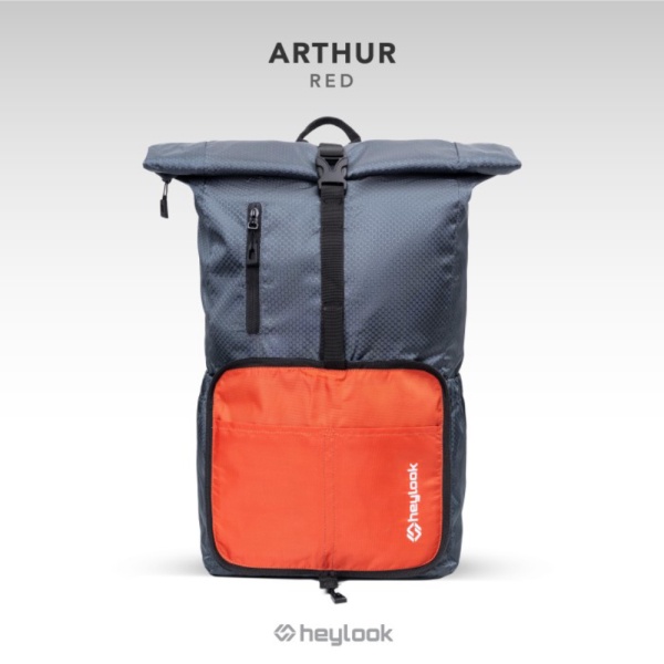 Promo TAS LIPAT ARTHUR BACKPACK OUTDOOR TAS TRAVELLING FOLDABLE BAG HEYLOOK - ORANGE GREY Diskon