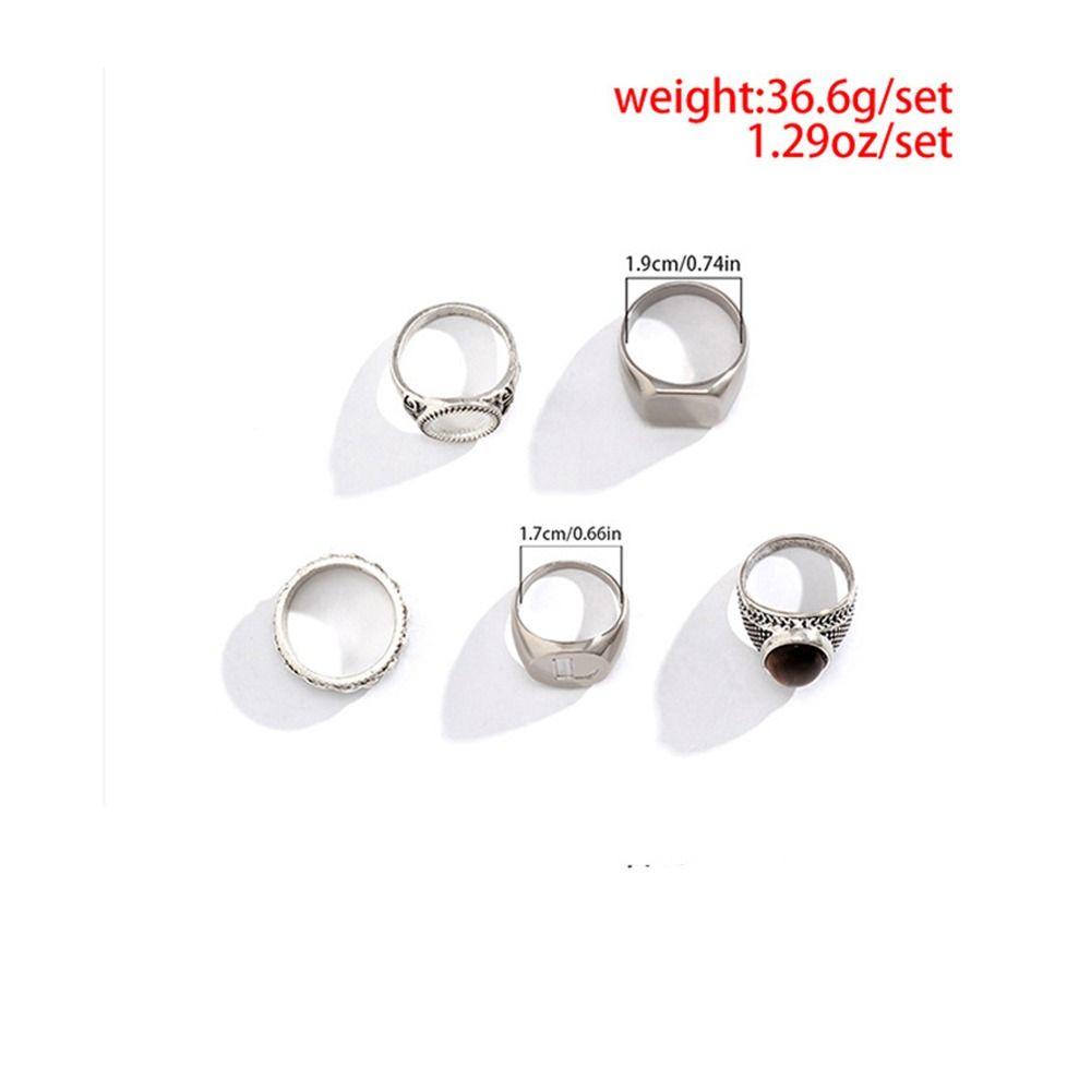 Needway   Pria Set Cincin Geometris Surat Indah Hadiah Ulang Tahun Bintang Niche Desain Alloy Gaya Korea Ring