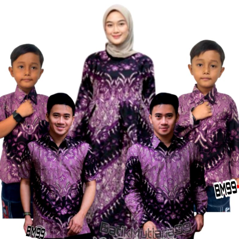 Batik Couple keluarga motif keris ungu //Baju Couple Pasangan || batik couple wanita baju tunik terl