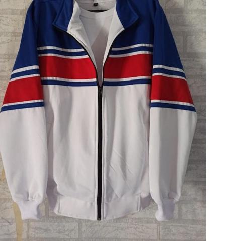 ❆ jaket traktop biru/ putih Lis merah ☟