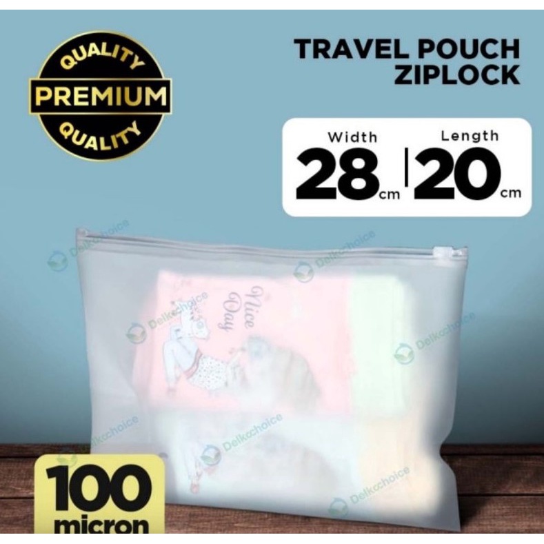 Travel Pouch 28x20 Premium 100Mic Pouch Organizer Serbaguna Ziplock Matte