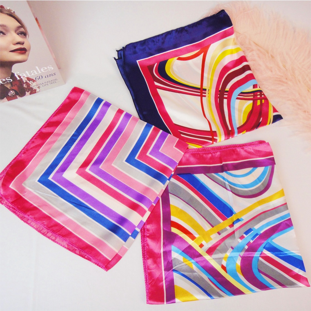 Syal Scarf Shawl Elegan Motif Import Syal Little Square Scarf Scarf Korea Profesional Silk Satin Liar Suster Kereta Bisnis Dekorasi Busana Wanita Syal Wanita