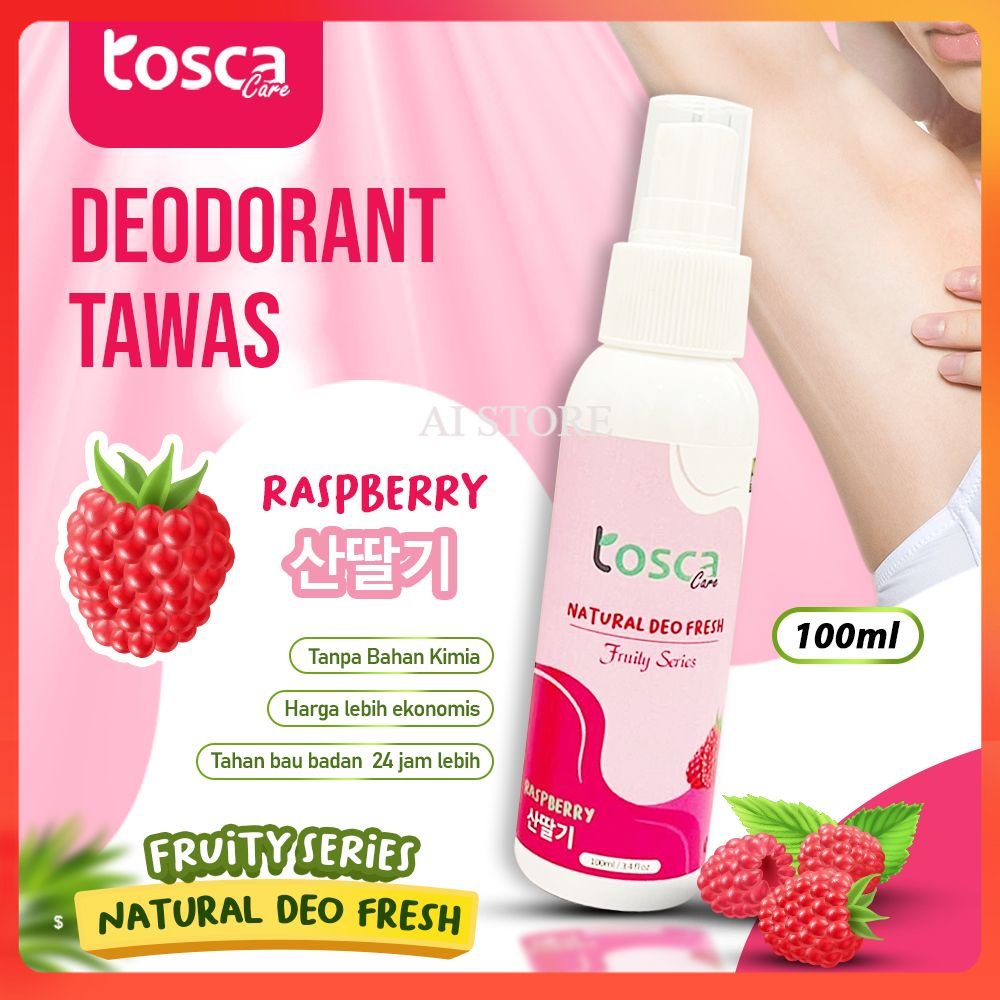 Natural Deodorant Spray 100ml Tosca Deodorant Tawas Cair Fruity Series Ampuh Atasi Bau Ketiak &amp; Bau Badan Non Alkohol