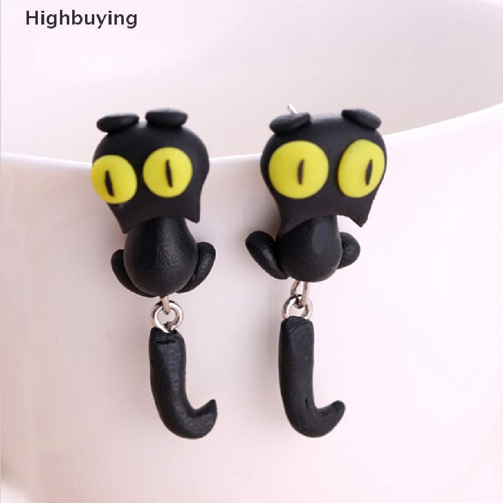 Hbid 1pasang Wanita Baru Lucu Polymer Clay Cute Cat Animal Stud Earrings Ear Stud jewelry Glory