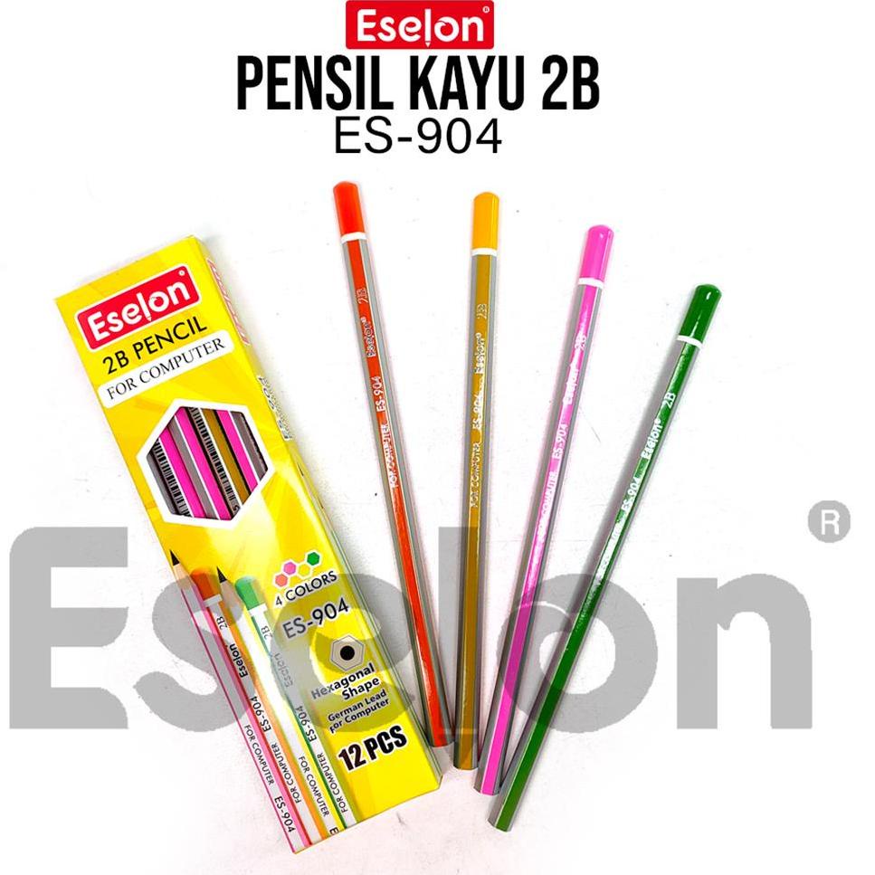 

T89 12pcs PENSIL 2B COLORS ES-904 Eselon / pensil kayu NEW PRODUCT ㊬